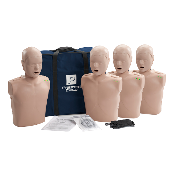 Prestan Professional Junior with feedback (audio/light), light skin tone, 4-pack, including 50 lungs/face shields and carry case